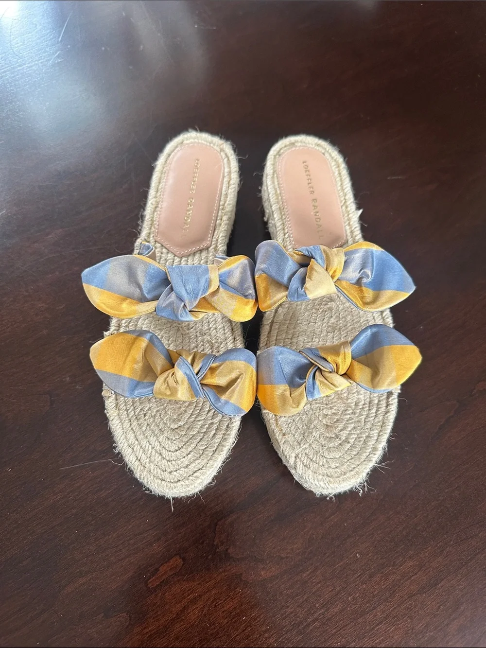Loeffler Randall Daisy Bow Espadrille Slip-On Sandals Slides Size 7.5 (Eu 38)